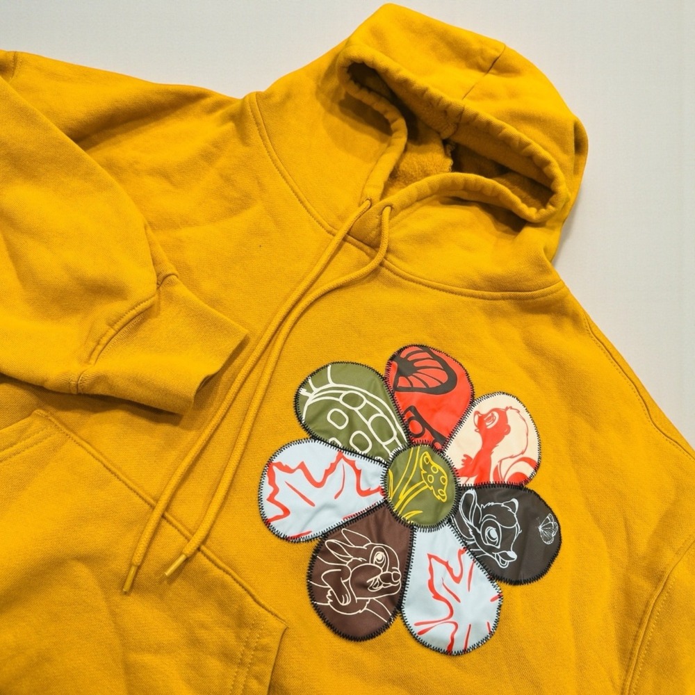 Disney Parks EUC Bambi Hoodie Pullover Sweatshirt Cotton Flower Yellow Women 2X